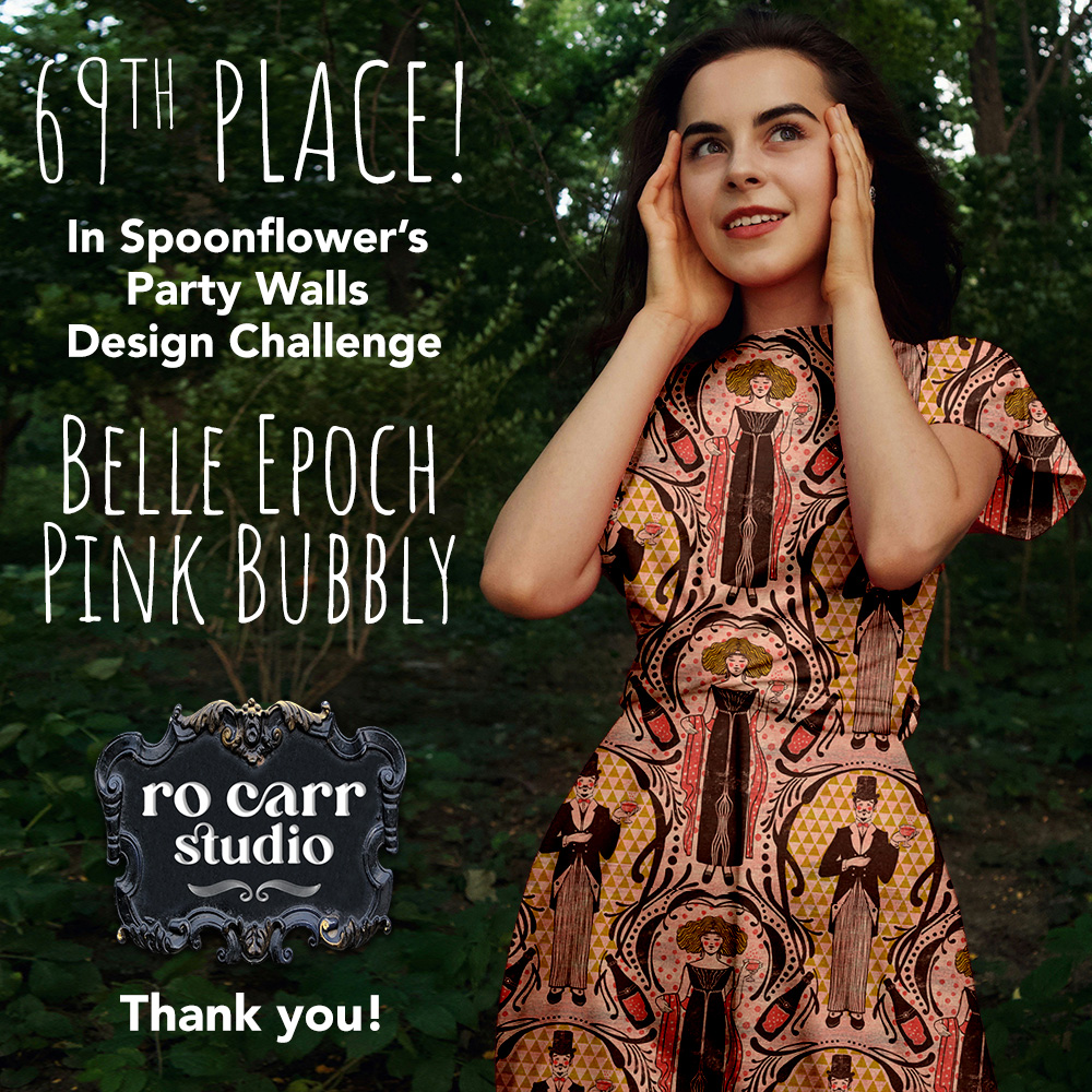Belle Epoch Pink Bubbly design placed #69 out of 1518 entries in Spoonflower's Party Wall design challenge