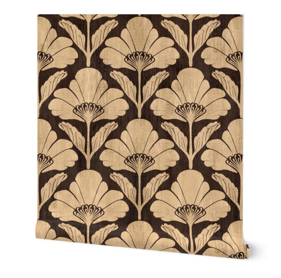 Wallpaper roll printed with Textured Poppy Damask design.