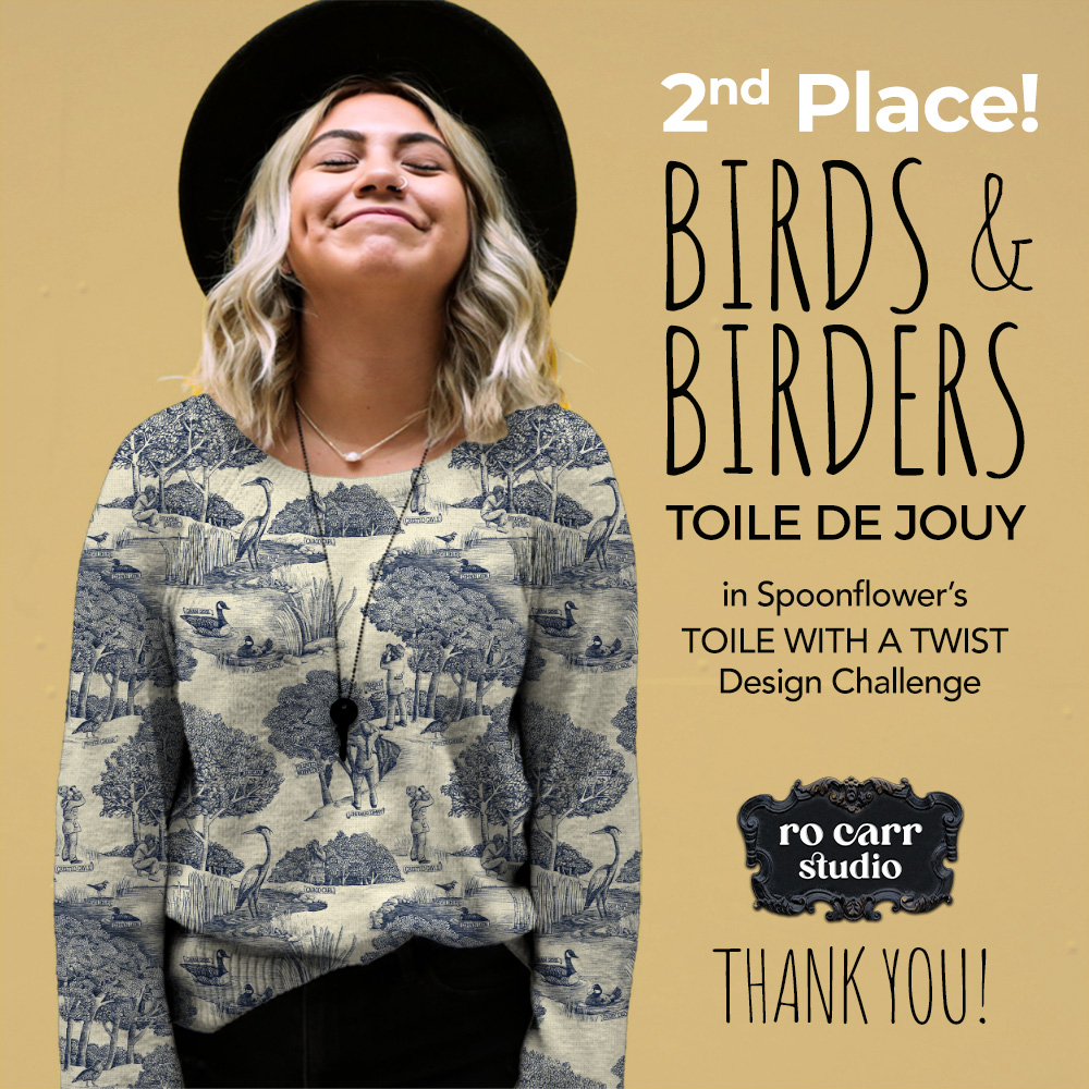 2nd Place Win for Birds & Birders Toile de Jouy!