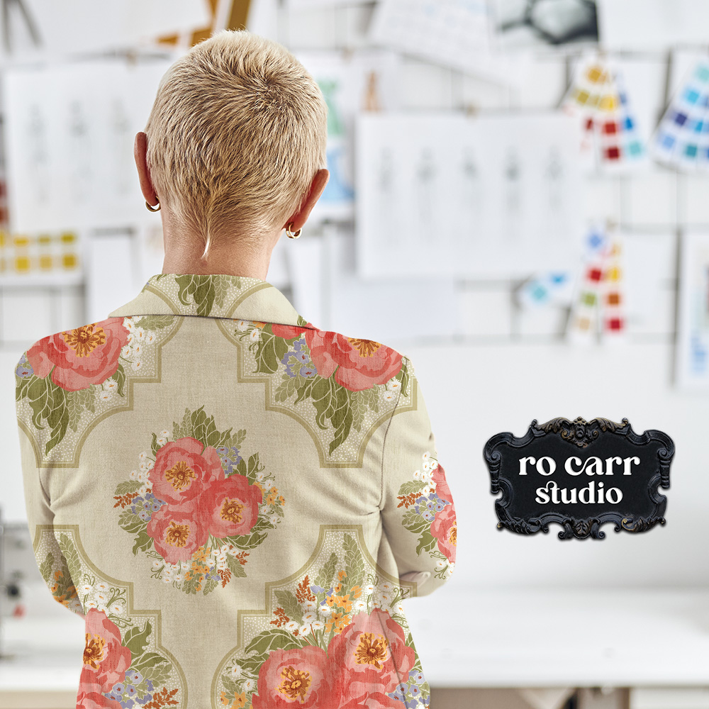 Granny Flair pattern as a woman's flowy dress.