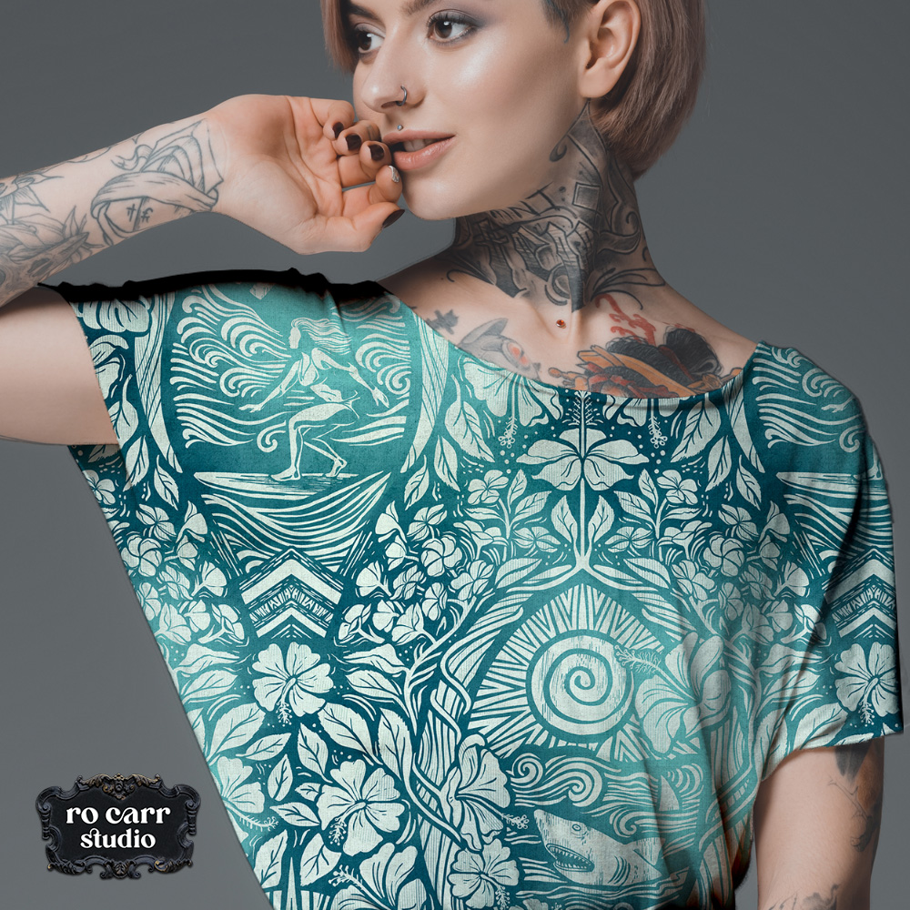 Mockup on a young woman wearing a t-shirt dress.