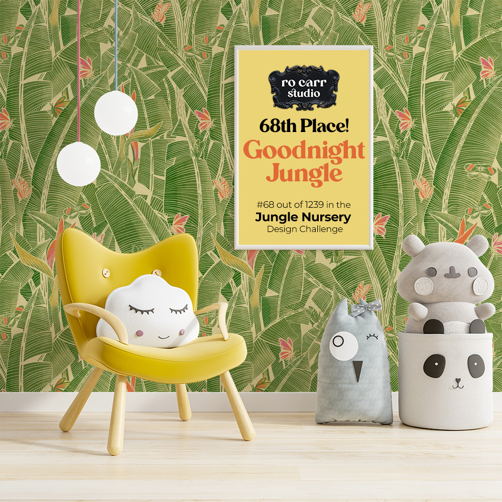 68th Place, Goodnight Jungle. #68 out of 1239 entries in the Jungle Nursery design challenge.