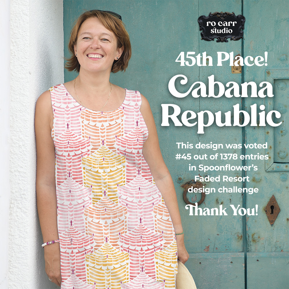45th Place, Cabana Republic. This design was voted #45 out of 1378 entries in the Faded Resort design challenge at Spoonflower.